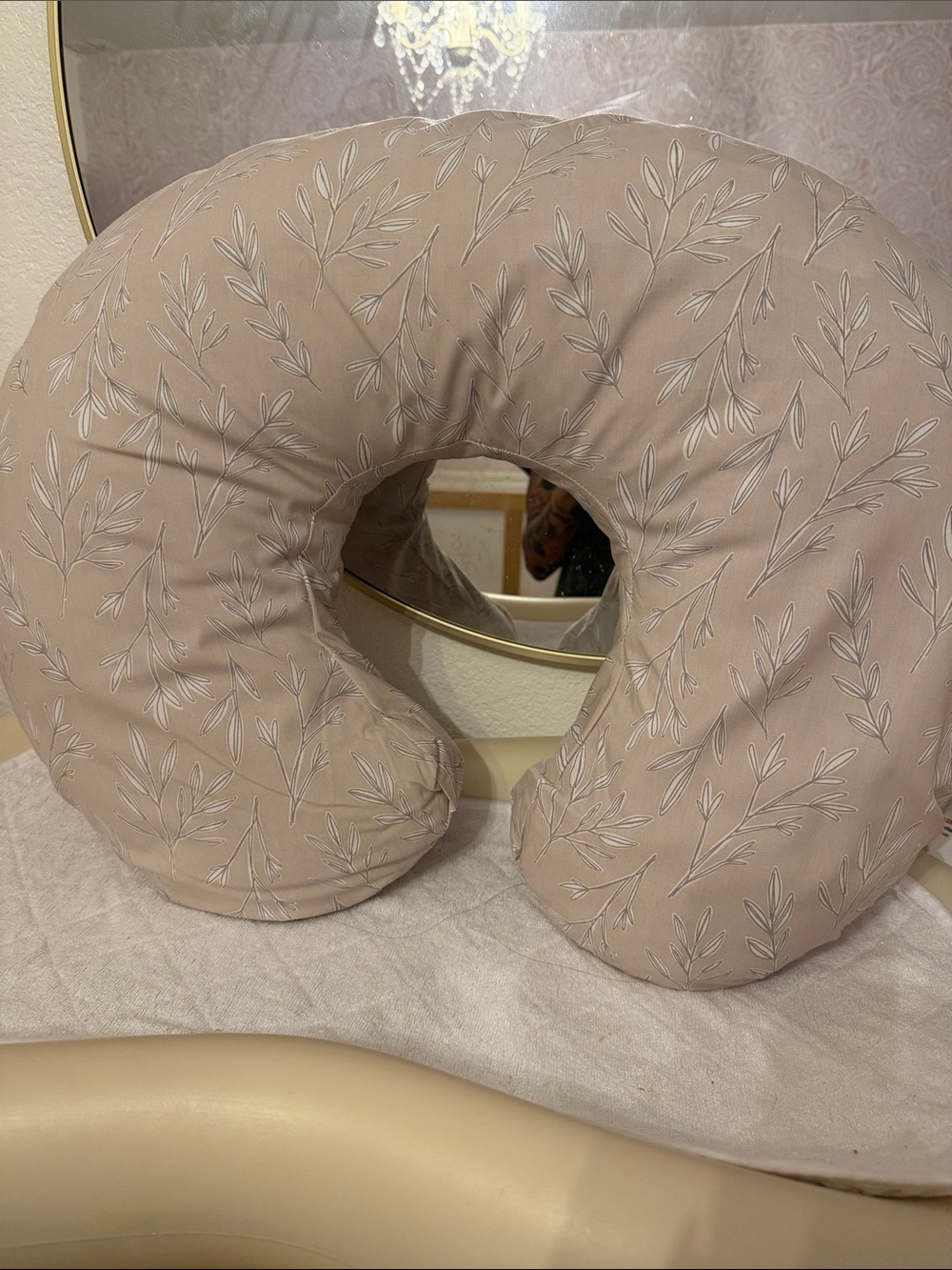 Boppy Neutral Leaf-Print Nursing Pillow